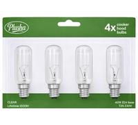 PLUSHA 40W 240V Cooker Hood Bulbs Replacement Universal Small Screw Cap E14 - Pack of 4 | Oven Extractor Light Bulbs | Kitchen Appliance Lamp | Warm White Lighting