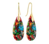 PLUSHCEWT 1 Pair Natural Emperor Stone Drop Earrings for Women, Gold Dangle Statement Earrings, Bohemian Blue Costume Jewellery Gift for Girls Friends Wife (Mixed Colours)