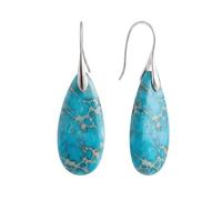 PLUSHCEWT 1 Pair Natural Emperor Stone Drop Earrings for Women, Gold Dangle Statement Earrings, Bohemian Blue Costume Jewellery Gift for Girls Friends Wife (Blue)