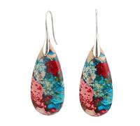 PLUSHCEWT 1 Pair Natural Emperor Stone Drop Earrings for Women, Gold Dangle Statement Earrings, Bohemian Blue Costume Jewellery Gift for Girls Friends Wife (Red mixed)