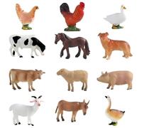 PLUSHCEWT 12 Pcs Farm Animals,Mini Plastic Realistic Animals Figures - Farm Animal Set with Various Small Poultry for Educational Aids,Farm Yard Playset,Party,Display,Collection & Decoration
