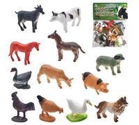 PLUSHCEWT 12 Pcs Farm Animals Toys Set, Plastic Mini Animal Figures for Kids Toddlers, Realistic Animals for imaginative Play, Mini Toy Set with Horse, Cow, Sheep for Childs Boys Girls