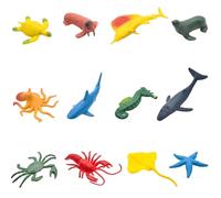 PLUSHCEWT 12 Pcs Realistic Plastic Sea Animal Figures,Ocean Mini Animals Set Educational Learning,Small World Sea Creatures Ocean-themed Educational Party Favours, Cake Topper Craft Decor