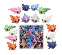 PLUSHCEWT 15 Pcs 3D Printed Animals Mixed, Big Eye Baby Axolotl Figurines with 360° Rotating Head, Cute Mini Animals, Colorful Fidget & Display Toys for Desk Decor, Collectors, Stress Relief Gift