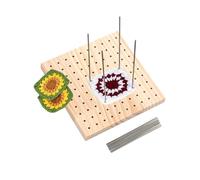 PLUSHCEWT 15x15cm Wooden Crochet Blocking Board with 9 Pins,Granny Square Blocking Board for Knitting and Crochet Projects,Reusable Blocking Mats & Crocheting Accessories Gifts for Crocheters