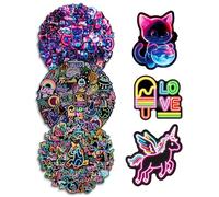 PLUSHCEWT 162 PCS Neon Stickers Pack for Kids & Adults, Waterproof Vinyl Sticker for Laptop, Scrapbook, Water Bottle, Phone, Suitcase, Skateboard, Cool Stickers for Journaling, Party Bag Fillers
