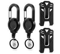 PLUSHCEWT 2 Pack Heavy Duty Retractable Keychain with ID Card Holder,ID Badge Holder Lanyard Reel with 60cm Steel Retractable Cord for Work,Office,Teacher,Name Card,Ski Pass & SIA Badge