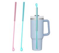 PLUSHCEWT 2 Pcs Silicone Straw Cleaner Brush-Extra Long 9.5in Reusable Straw Brush for Cilicone,Plastic,Metal & Glass Straws,Bendable Bottle Lid Cleaning Tool with Non-Slip Handle(Pink+Blue)