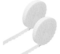 PLUSHCEWT 2 Rolls White Lace Ribbon,30 Yards Each - Premium Polyester Laces Fabric for Sewing,Lace Trim for DIY Crafts,Wedding Decor,Gift Wrapping