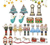 PLUSHCEWT 24 pcs Christmas Tree Decorations Wood Hanging Pendant Vintage Hanging Ornament Victorian Style Christmas Nutcracker for Windows Christmas Tree DIY Crafts