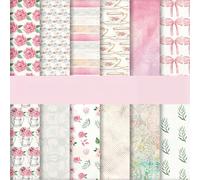 PLUSHCEWT 24 Sheets Pink Floral & Bow Scrapbook Paper, 6x6 inch Decoupage Paper Sheets, 12 Vintage-Inspired Designs, Patterned Craft Papers for Scrapbooking, Card Making, Gift Wrapping, DIY