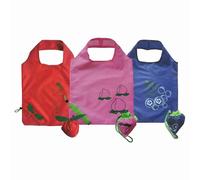 PLUSHCEWT 3 Pcs Fruit Foldable Shopping Bags, Reusable Tote Bags with Hand Strap, 38x53cm Portable Grocery Bag that Folds into Cute Fruit Pouch, Lightweight Durable for Shopping, Travel, Beach (M2)