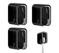 PLUSHCEWT 3 Pcs Toothbrush Holders Wall Mounted with Cover,Self Adhesive Tooth Brush Holder Bathroom Organizer for Bathroom Kids Adults,Wall Toothbrush Head Holder for Electric & Manual Toothbrushes