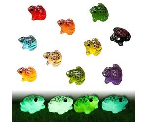 PLUSHCEWT 30Pcs Glow in The Dark Mini Frogs, 10 Mixed Colours Luminous Tiny Resin Animals Figures, Magical Frog Gifts for Dollhouse, Terrarium Decor, DIY Crafts, Fairy Garden, Plant Accents
