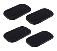 PLUSHCEWT 4 Pcs Anti Slip Car Dashboard Mat,14x8cm Self-Adhesive Washable Sticky Dash Pad for Phone, Sunglasses, Keys - Black Car Dashboard Accessories