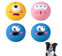 PLUSHCEWT 4 Pcs Squeaky Dog Balls with Big Eyes - Latex Small Dog Toys for Play,Fetch & Chewing - 5.5cm Interactive Soft Dogs Squeaky Ball Toy for Small Dogs (Blue,Pink,Yellow)