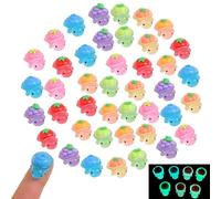PLUSHCEWT 42 Pcs Glow in The Dark Mini Turtles, Fruit & Veg Resin Animals, Tiny Plastic Animals for Fairy Garden, Aquarium, DIY Craft Supplies for Dollhouse Decor Car Dashboard Decoration Cake Toppers