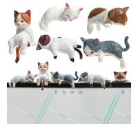 PLUSHCEWT 5 Pcs Cute Cat Figurines, Mini Resin Cat Ornaments for Car Dashboard Decor, Desk Accessories for Women, Cute Car Accessories, Passenger Princess Gift, Home Office Desk Decorations (Mix 2)