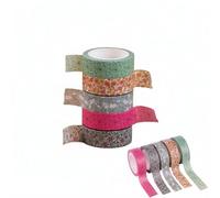 PLUSHCEWT 5 Rolls Floral Washi Tape Sets, 8 Meters Long x 1.5cm Wide Decorative Tape, Repositionable Pastel Pattern Tape for Journaling, Scrapbooking, Gift Wrapping, DIY Crafts, Journaling Supplies