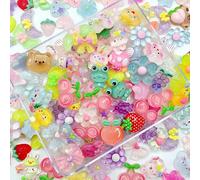 PLUSHCEWT 50PCS Crystal Cartoon Resin Charms Mixed Set, Random Dispatch, 1-3cm Flatback Charms for Slime, Junk Journal, Phone Case Decoden, DIY Crafts, Resin Art, Scrapbooking