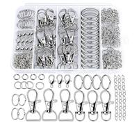 PLUSHCEWT 524 Pcs Keychain Making Kit with Key Ring Hoop,Lobster Clasps,Keyring Clip,Jump Rings & Chains - Keyring Making Kit for DIY Key Rings,Jewelry & Craft Projects