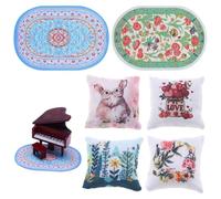 PLUSHCEWT 6 PCS Doll House Accessories 1:12, 4 Pcs Mini Throw Pillows, & 2 Dolls House Rugs, dolls house furniture for Dollhouse, Miniature Carpet, Realistic Mini Things Decor (mix)
