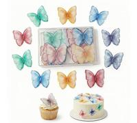 PLUSHCEWT 60 Pcs Edible Butterfly Cake Decorations, Wafer Paper Butterfly Toppers for Cakes & Cupcakes, Rice Paper Edible Flowers for Cake Decorating, Plastic Box, Baking Supplies (colorful 60)