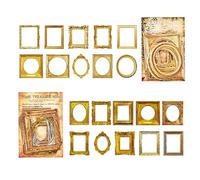 PLUSHCEWT 60 Pcs Vintage Scrapbook Frames Decorative Paper Borders,Mini Gold Picture Frames Vintage Stickers for Junk Journal Journaling Craft Supplies,Scrapbooking Paper & Card Making Supplies