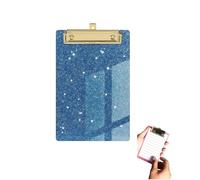 PLUSHCEWT Acrylic Clipboard with Gold Metal Clip, Mini Clipboard for Notes, Bingo Boards with Clip, Ideal for Office, School, Home Game, Easy to Carry, A6 15x10cm, Sparkle (Blue)