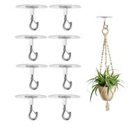 PLUSHCEWT Ceiling Hooks,8 Pcs Heavy Duty Ceiling Hook Self-Adhesive,No Drill Hanging Hooks for Plants, Lanterns,Bird Feeders, Wind Chimes,Damage-Free Multi-Surface Mounting Command Ceiling Hooks