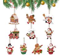 PLUSHCEWT Christmas Decorations 12Pcs Wooden Gingerbread Santa Claus Pendant Xmas Tree Hanging Ornament for Holiday Party Decoration Festive Season Birthday Gifts Xmas Gifts