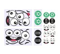 PLUSHCEWT Funny Wheelie Bin Stickers 4 Pack with Recycling Stickers - Large Self-Adhesive Cartoon Expressions for Dustbins Decorative Sticker Decals for Bins Trash Cans Waterproof Indoor Outdoor