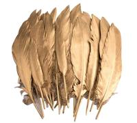 PLUSHCEWT Gold Feathers for Crafts, 40 Pcs Natural Goose Feathers with Gold Tips for DIY Wedding, Party, Dream Catchers, Angel Wings, Christmas Tree, and Holiday Decorations (Feather A)