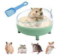 PLUSHCEWT Hamster Bathroom, Hamster Bathtub, Hamster Sand Bath with Shovel, Dwarf Hamster Toilet, Transparent, Small Animal Toy, Sand Bath Box for Hamster Cage, Accessories, Bathtub Toy (Light Green)