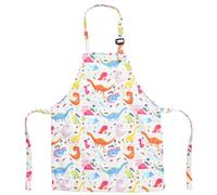 PLUSHCEWT Kids Chef Apron, 70.5 * 40cm Children's Baking Apron, Cartoon Style Adjustable Child Chef Aprons Cute Cartoon Kitchen Cooking Baking Apron Children Artists Aprons Canvas Print Apron (White)