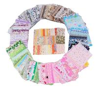 PLUSHCEWT Quilting Fabric,50 Pcs Cotton Fabric Squares 10x10cm,Patchwork Fabrics for Sewing,100% Soft Cotton Material for Sewing,Mixed Color & Pattern Fat Quarters