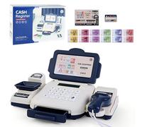 PLUSHCEWT Toy Cash Register for Kids, Toy Till with Scanner Calculator Weigh Pop-up Drawer and Pretend Money Set Educational Shopping Till Role Play Toy for Toddlers Boys and Girls Ages 3-5 (blue)