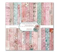 PLUSHCEWT Vintage Double-sided Pattern Scrapbook Paper Pack, 24 Sheets 6x6 In, Cardstock for Origami, Scrapbooking, Decoupage, Card Making, Craft Paper Sheets for Journaling DIY Projects (Pink Flower)