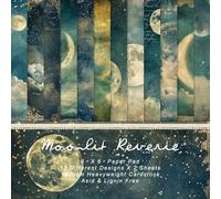 PLUSHCEWT Vintage Moonlight Pattern Scrapbook Paper Pack, 24 Sheets 6x6 Inches, Cardstock for Origami, Scrapbooking, Decoupage, Card Making, Craft Paper Sheets for Journaling & DIY Projects