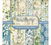 PLUSHCEWT Vintage Pattern Scrapbook Paper Pack, 24 Sheets 6x6 Inches, Premium Cardstock for Origami, Scrapbooking, Decoupage, Card Making, Craft Paper Sheets for Journaling & DIY Projects (Botany)