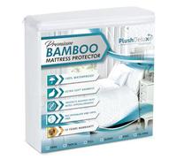 PlushDeluxe Bamboo Mattress Protector Waterproof, Hypoallergenic & Ultra Soft Breathable Cover & Protection - Free PVC, Phthalate (Super King) White