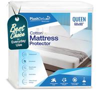 PlushDeluxe Mattress Protector, Waterproof & Hypoallergenic Mattress Cover, Breathable & Without Vinyl Soft Cotton Terry Surface (Queen)