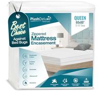 PlushDeluxe Zippered Mattress Encasement, Waterproof, Bed Bug & Dust Mite Proof 6-Sided Protector Cover, (Fits 9-12 Inches H) Queen Size