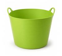 Plushé Haven 42L Flexi Tub Large Flexible Storage Basket with Handles - Heavy Duty Plastic Multi-Purpose Tub for Laundry, Garden, Toys, Cleaning & Home Storage - Lime Green