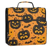 Plushies Jack O Lanterns Classic Halloween 3 Rings 1.5 inch Binder Zipper with Shoulder Strap & Handle Waterproof Zippered Portfolio Suitable for Middle School