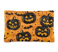 Plushies Jack O Lanterns Classic Halloween Washable Dog Beds Crate Pad Soft Comfortable Anti-Slip Bottom Pet Kennel Beds for Large Jumbo Medium Small Dogs 24" x 18"