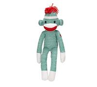Plushland Adorable Sock Monkey, The Original Traditional Hand Knitted Stuffed Animal Toy Gift-for Kids, Babies, Teens, Girls and Boys Baby Doll Present Puppet 20 Inches (Green (Happiness))