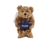 Plushland Angel Bears with White Wings and Halo,Hold Star with Hope Peace Joy, Soft Stuffed Animal Plush Toy Gift for Christmas 6 Inches (Mocha)