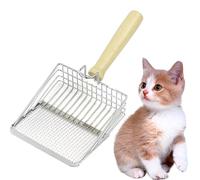 PlushPlumage Cat Litter Scoop-Thin Edge -Stainless Steel Mesh Cat Litter Shovel with Dual Sifting Gaps,Anti-Stick Wood Handle.Cat Dog Rabbit Sand Bath Cleaning Tool