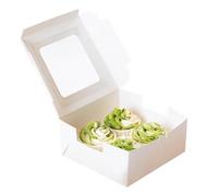 PlushPlumage Cupcake Box,25 Set Cupcake Boxes with Clear Window,Holds 4 Standard Cupcakes & Muffins,Sturdy White Baking Boxes for Parties, Weddings & Christmas